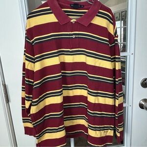 Daniel Cremieux Burgundy and Yellow Striped Polo Shirt